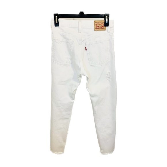 Levi’s Wedgie Icon Fit Distressed Vintage Chalk Off White Ankle Jeans Size 25 - Picture 5 of 13